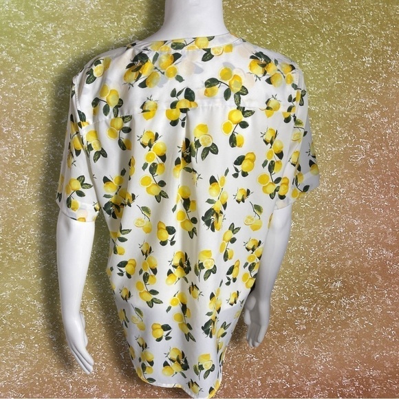 Dalia Lemon Button Down Top Size Medium with Kim Rogers Dangle Earrings - Picture 7 of 14